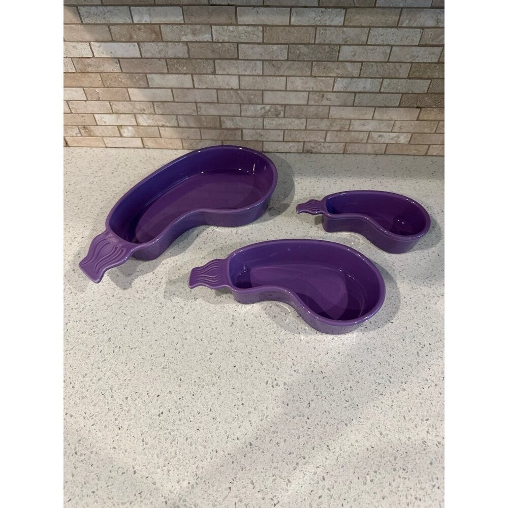 VINTAGE CHANTAL EGGPLANT COOKWARE PURPLE CERAMIC BOWL set‎